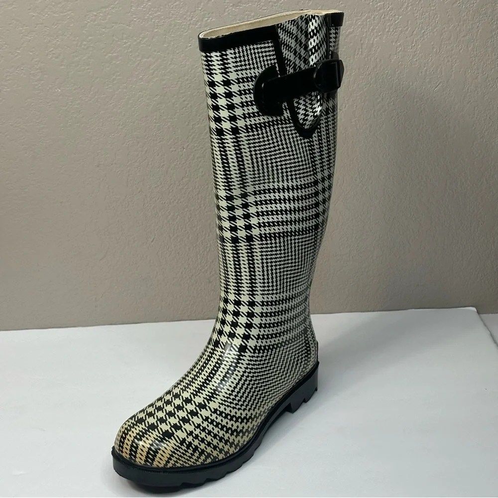 Corkys Houndstooth Rain Boots Size 6 Right Boot /Yellow Discoloration Work Boots